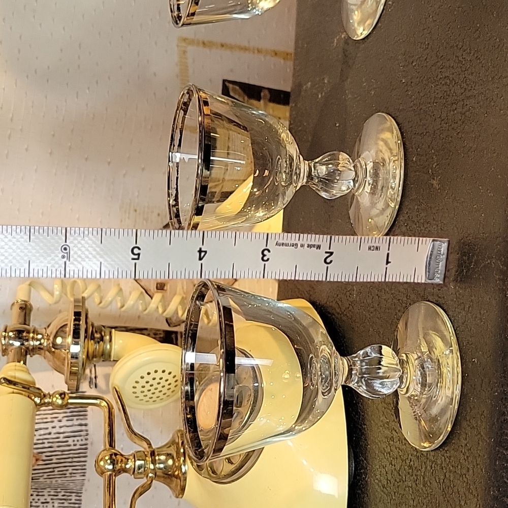 Vintage MCM Silver Rimmed Cordial Glasses - Picture 6 of 8